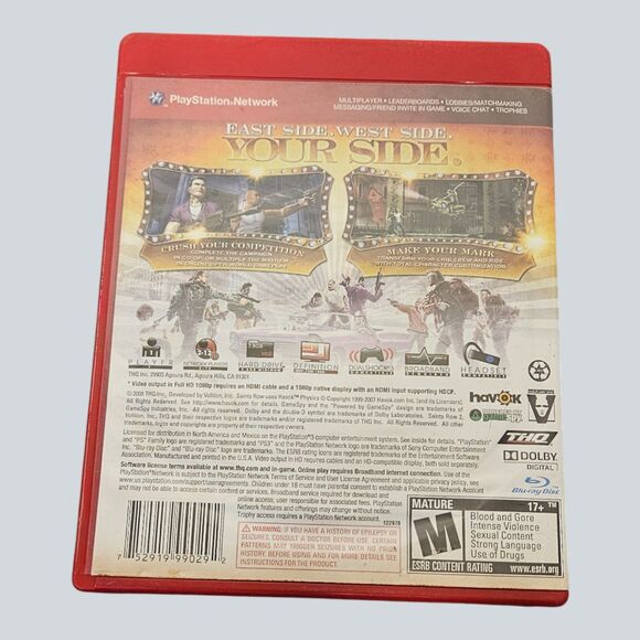 PS3 Saints Row 2 Video Game.  Good Condition.  ITEM #3632 - Picture 4 of 4